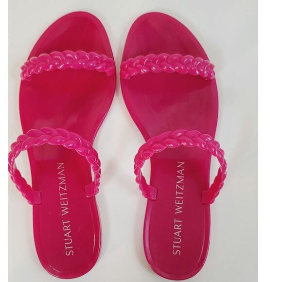 Stuart Weitzman Braida Sawyer Jelly Sandals in Magenta, sz 9 - Picture 5 of 14